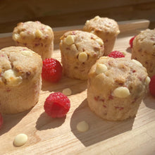 Load image into Gallery viewer, Vegan White Chocolate &amp; Raspberry Muffins